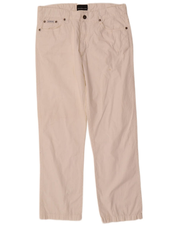 Calvin Klein Pantalones casuales rectos para hombre W30 L29 Algodón blanco