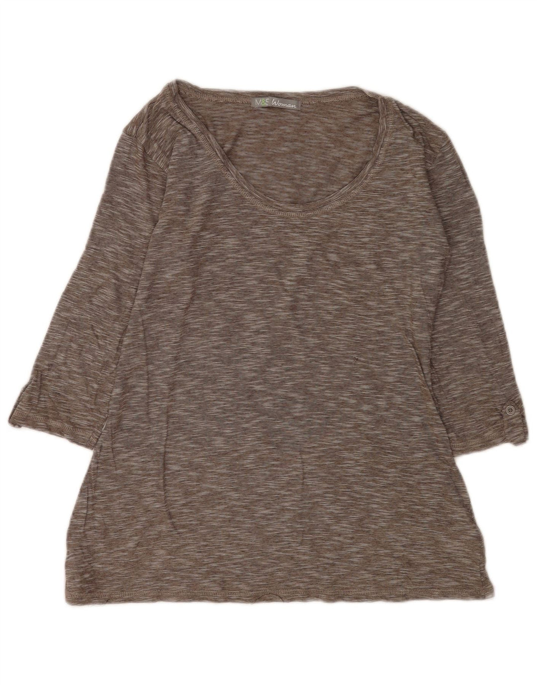 Marks & Spencer Top para mujer manga 3/4 UK 42 Algodón moteado gris medio