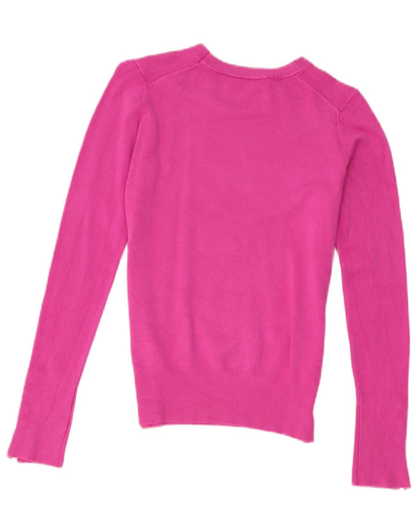 Zara Mujer Cuello Barco Jersey Jersey UK 10 Small Pink Viscosa