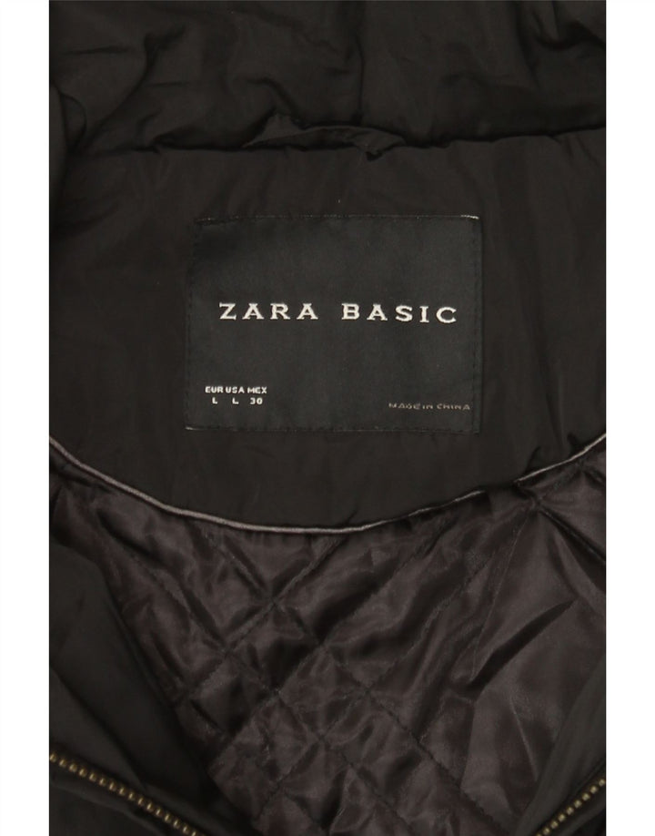 Zara Mujer Chaqueta Acolchada Reino Unido 44 Grande Negro