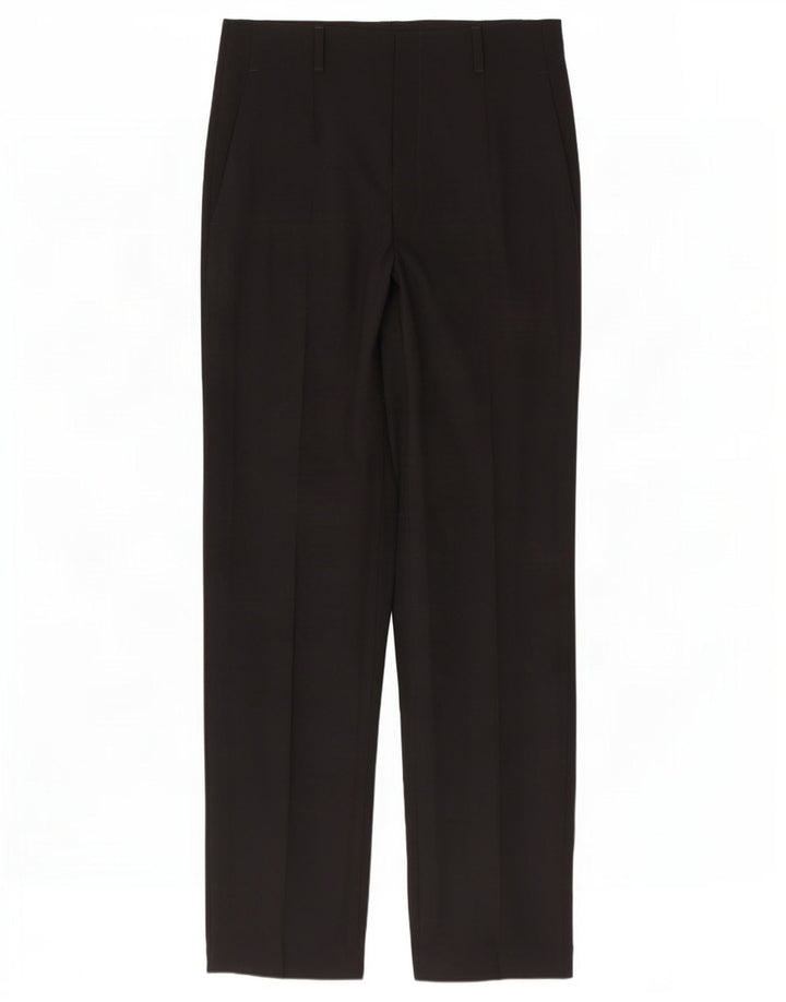 Zara Mujer Pantalón De Traje Recto EU 42 Large W32 L34 Poliéster Negro