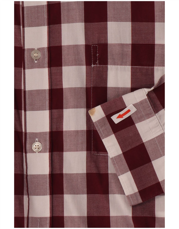 Camisa para hombre French Connection XL de algodón a cuadros color burdeos