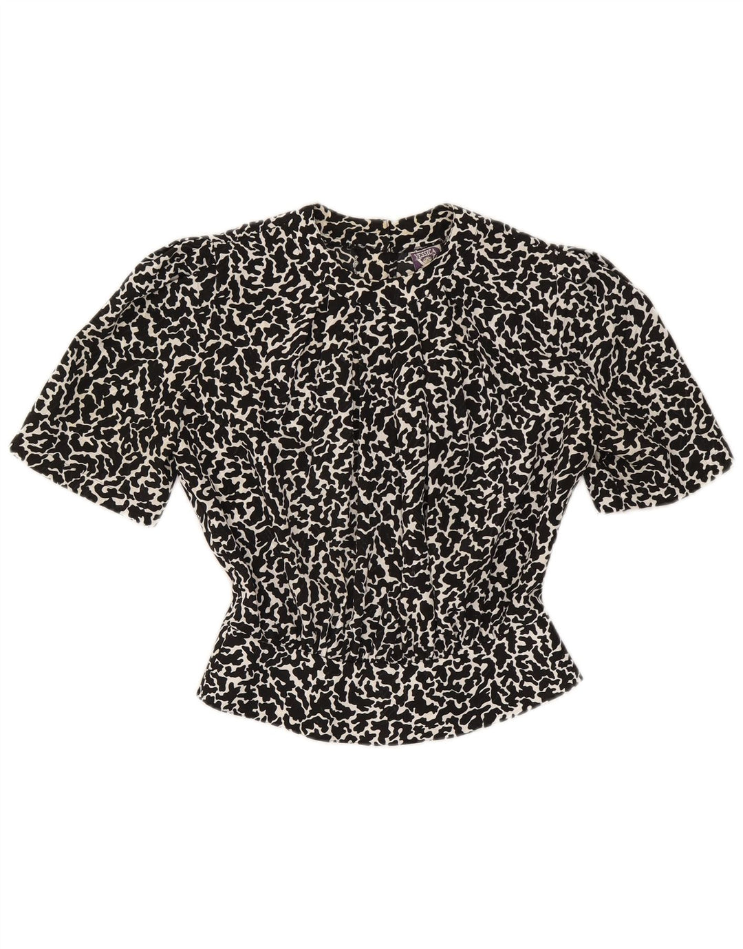 Blusa corta para mujer Yessica Top EU 38 Medio Negro Estampado animal Poliéster