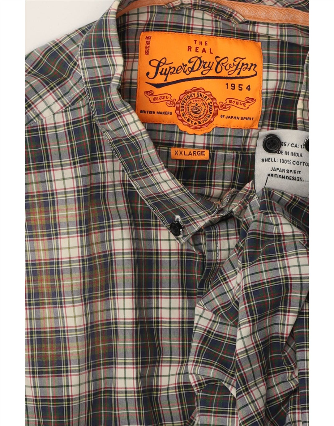 Camisa Superdry para hombre 2XL Algodón a cuadros azul marino