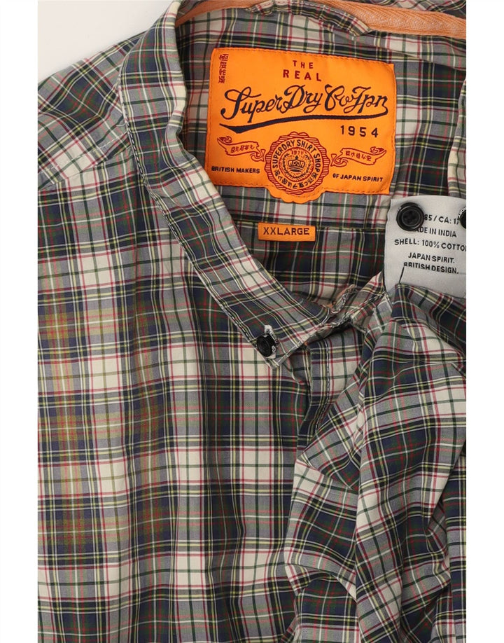Camisa Superdry para hombre 2XL Algodón a cuadros azul marino