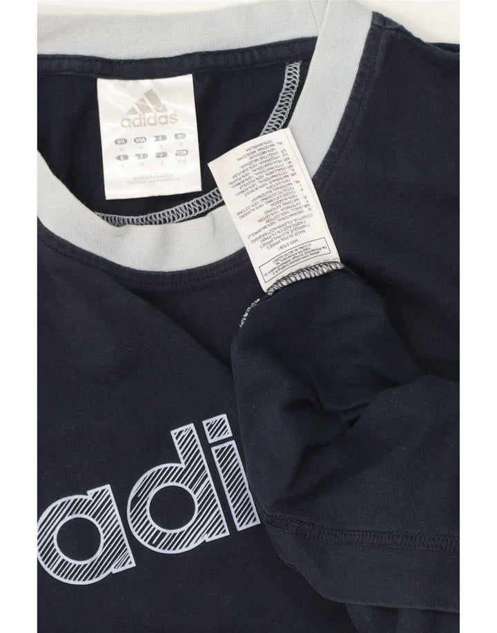 Adidas Hombre Camiseta Gráfica Top Medio Azul Marino Algodón