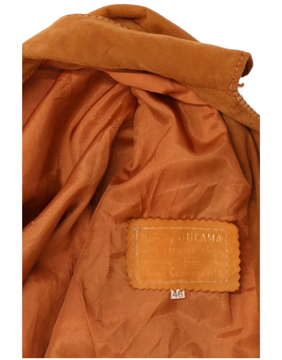 VINTAGE Chaqueta bomber de ante para mujer IT 46 Cuero marrón grande