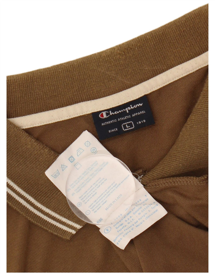 CHAMPION Polo para hombre grande de algodón marrón