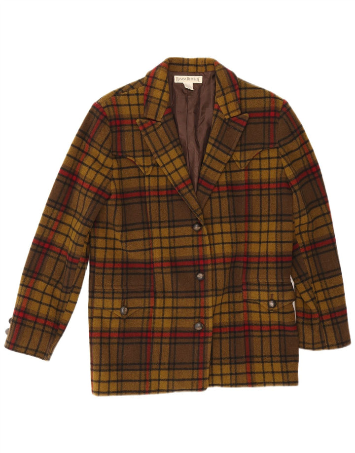 Banana Republic Chaqueta tipo blazer extragrande con 3 botones para mujer UK 6 XS Khaki Check