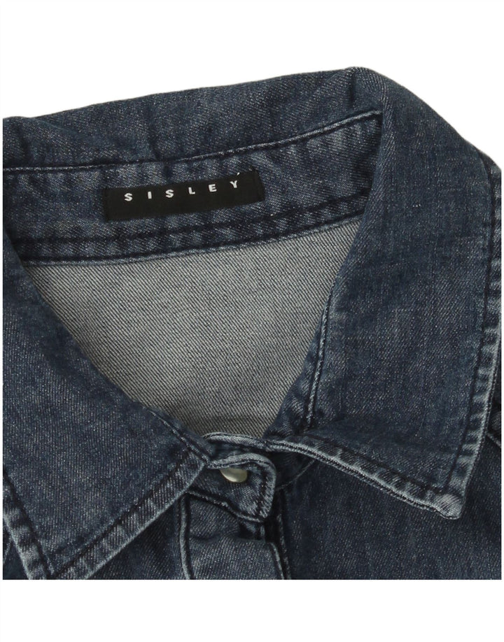 Sisley Camisa Vaquera para Mujer UK 10 Small Azul Marino