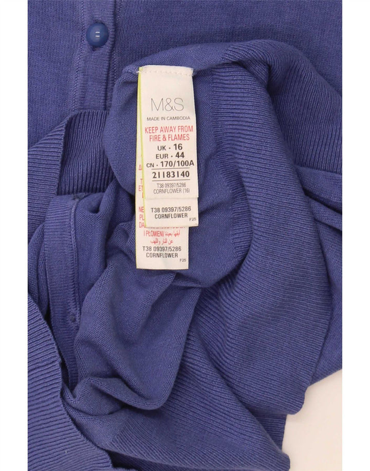 Marks & Spencer Suéter tipo cárdigan para mujer UK 46 Viscosa azul grande