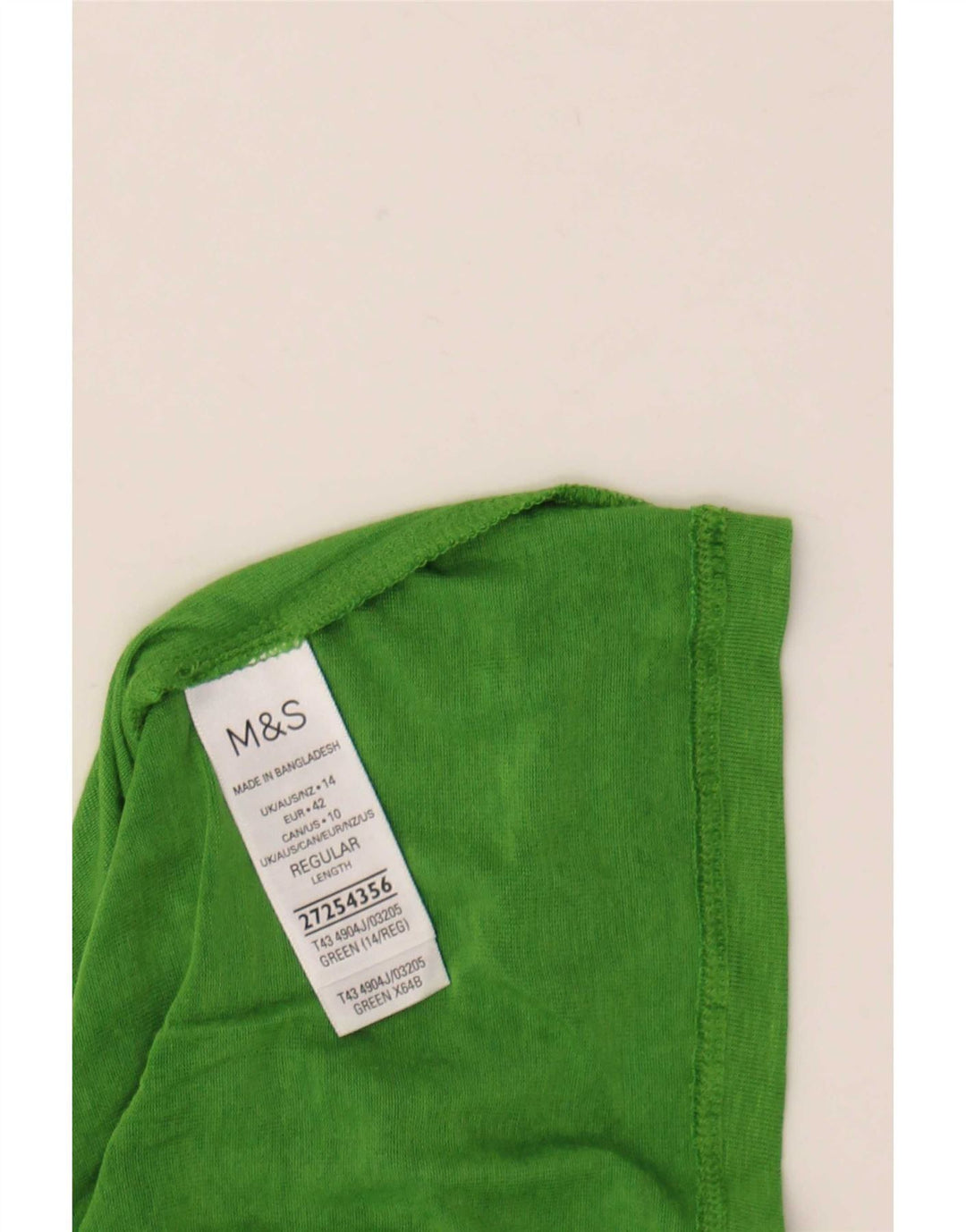 Marks & Spencer Top para Mujer Manga Larga UK 44 Grande Verde Moteado Modal