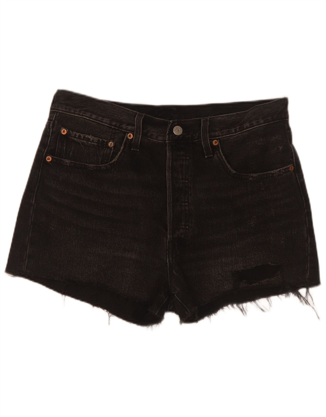 Levi's Mujer 501 Shorts De Mezclilla Desgastados W30 Algodón Negro Mediano