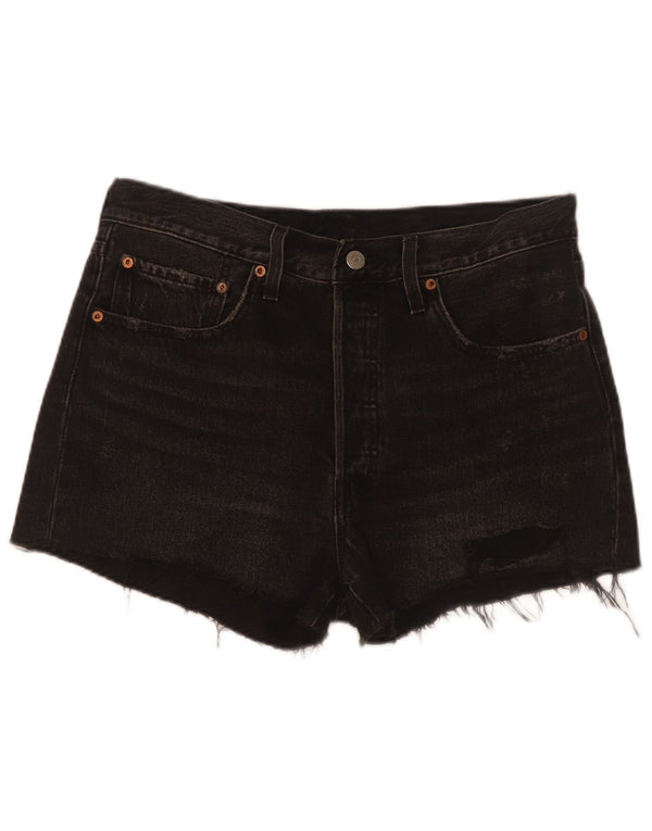 Levi's Mujer 501 Shorts De Mezclilla Desgastados W30 Algodón Negro Mediano