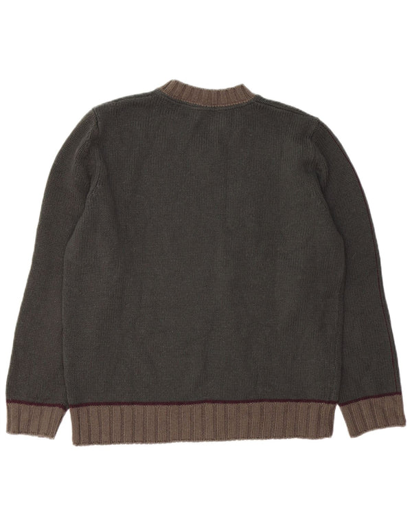 ZARA Hombre Jersey Con Cuello En V Acrílico Color Block Caqui Medio