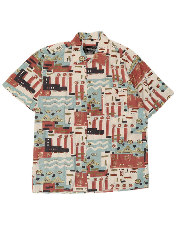 BROADWAY Camisa Manga Corta Hombre Talla 39/40 Mediana Multicolor Geométrica
