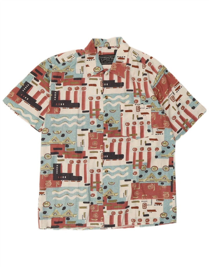 BROADWAY Camisa Manga Corta Hombre Talla 39/40 Mediana Multicolor Geométrica