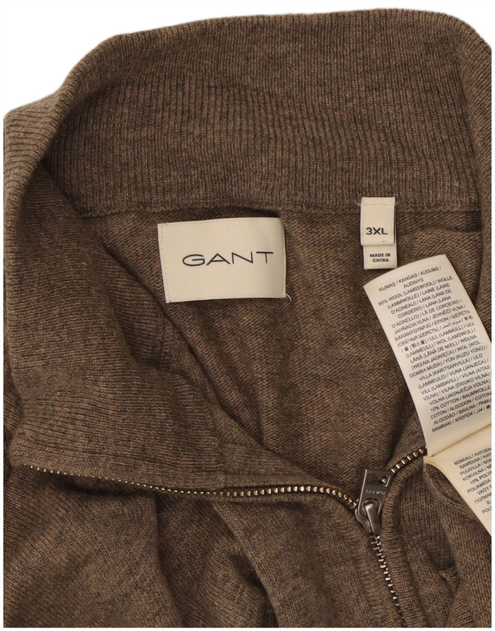 GANT Suéter tipo cárdigan para hombre 3XL Lana moteada marrón