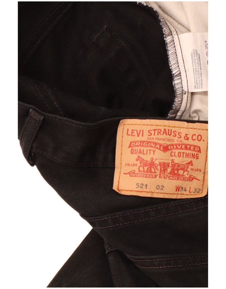 LEVI'S Mens 521 pantalones cortos de mezclilla W 34 grande algodón negro