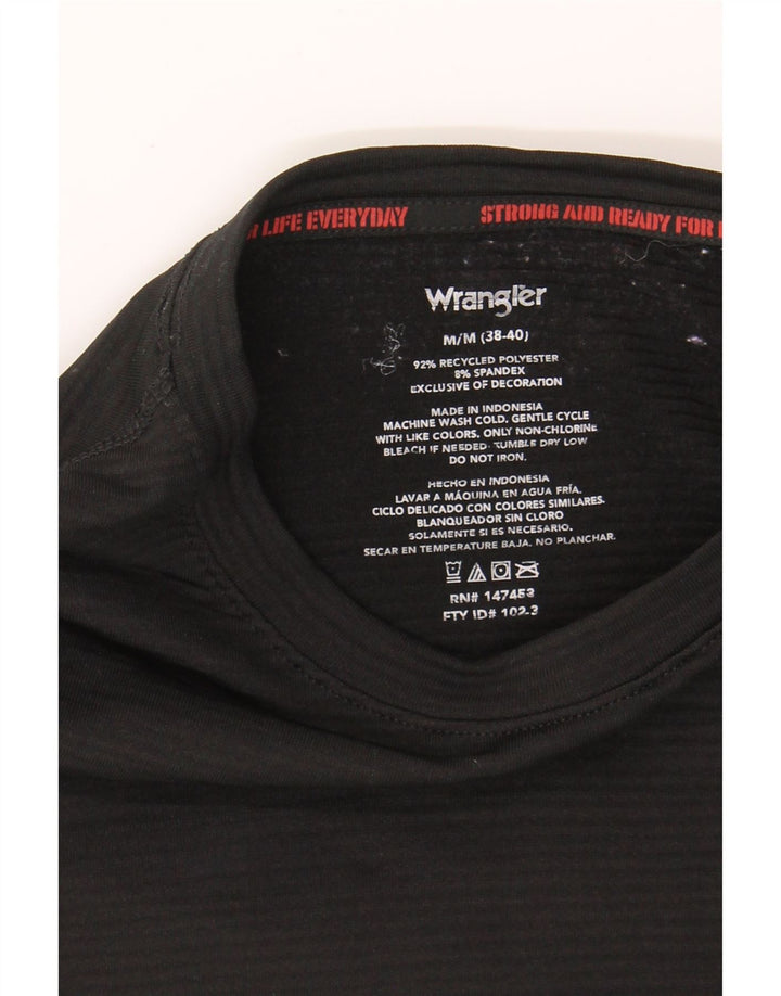 WRANGLER Mens Top Long Sleeve UK 38/40 Medium Black Polyester Vintage Wrangler and Second-Hand Wrangler from Messina Hembry 