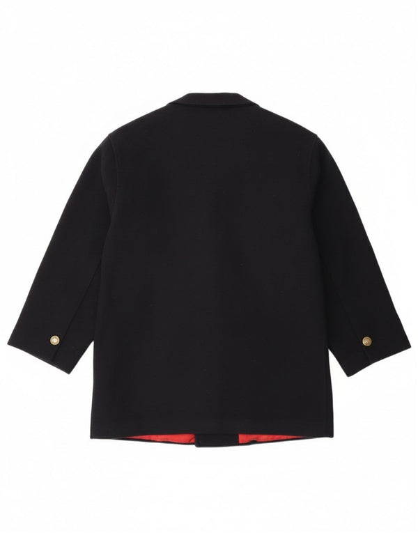 Vintage hombres regular fit abrigo de doble botonadura IT 46 Pequeña lana azul marino