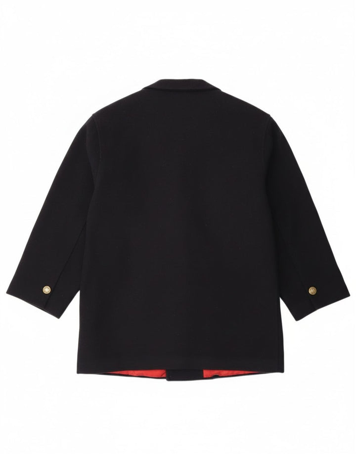 Vintage hombres regular fit abrigo de doble botonadura IT 46 Pequeña lana azul marino