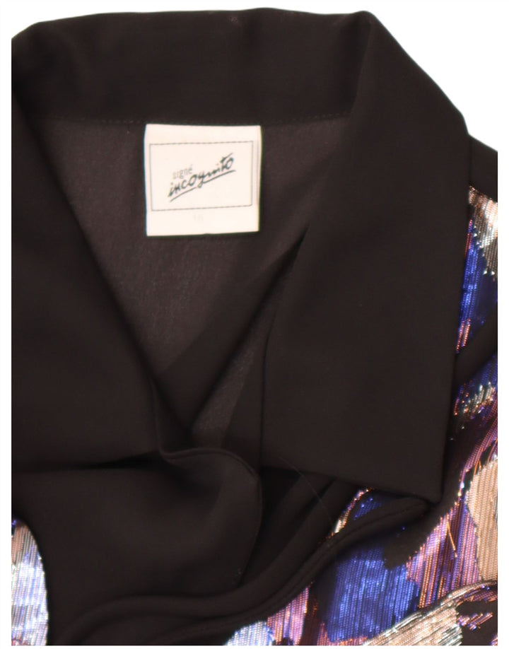 C&A Blusa tipo camisa con estampado abstracto y ajuste relajado para mujer, talla 40, color negro