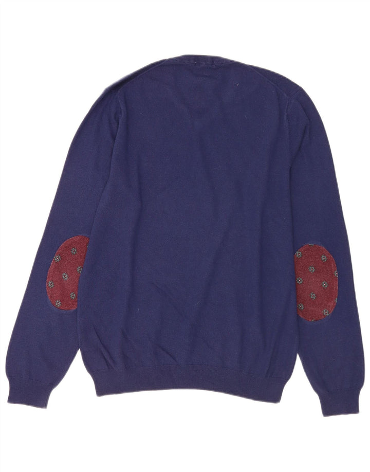 SUN68 Jersey con cuello en V para hombre de lana azul medio