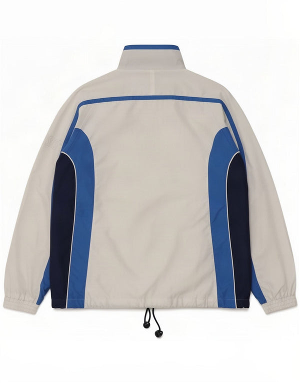 Chaqueta superior de chándal Asics para hombre, poliéster con bloques de color blanco grande