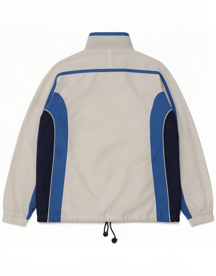 Chaqueta superior de chándal Asics para hombre, poliéster con bloques de color blanco grande