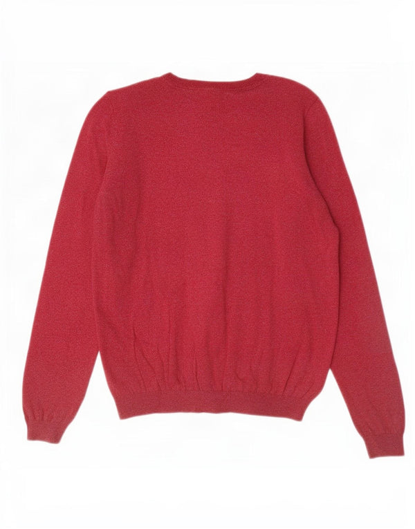 Fat Face Womens Crop Cardigan Sweater UK 14 Medium Burgundy Flecked Cotton