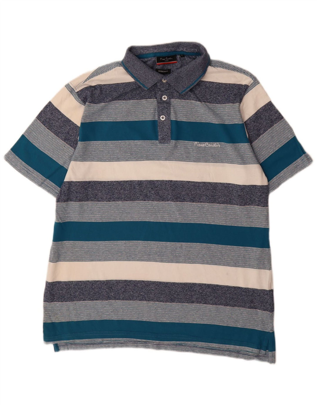 Pierre Cardin Polo de corte regular para hombre, talla grande, rayas multicolores