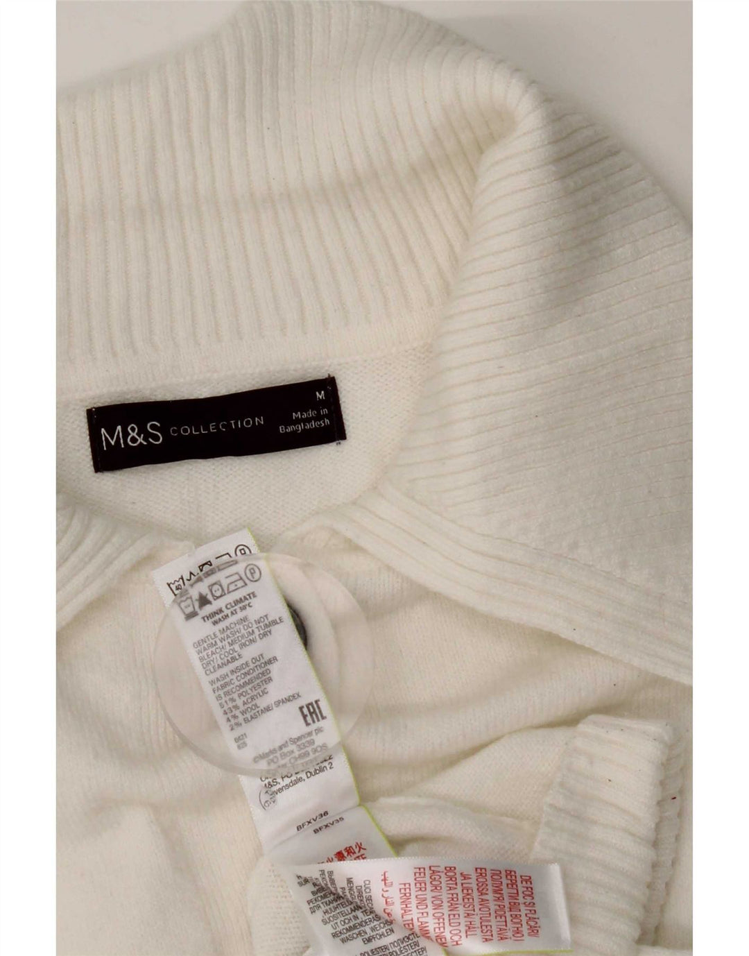 Marks & Spencer - Cárdigan para mujer, talla 40, poliéster blanco mediano