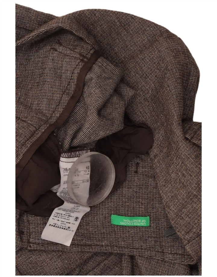 BENETTON Pantalones cortos casuales para mujer IT 42 Medium W30 Lana gris