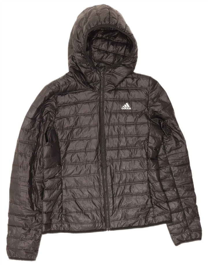 Adidas Chaqueta acolchada con capucha para mujer UK 8/10 Small Black Poliéster