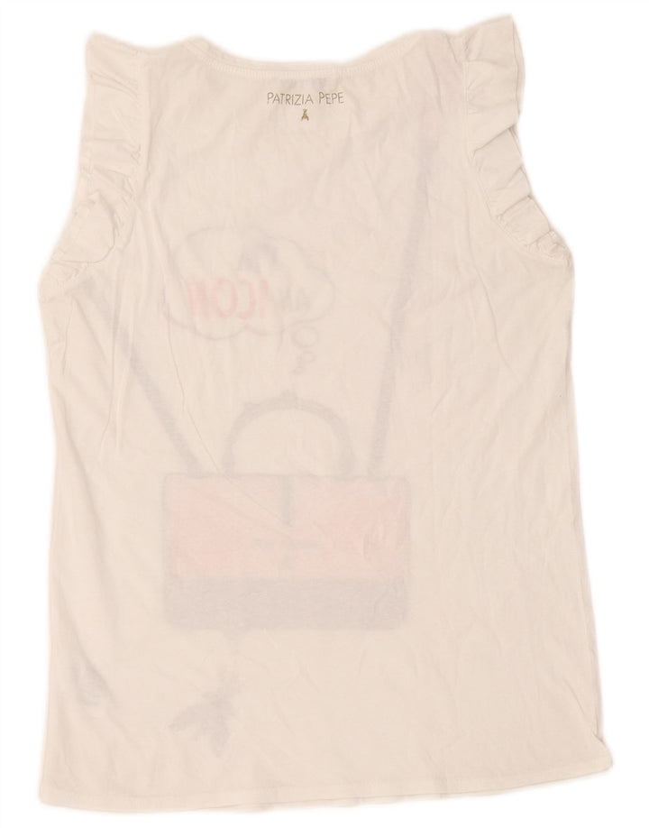 Patrizia Pepe Camiseta Sin Mangas Estampada Mujer Talla Única Algodón Blanco