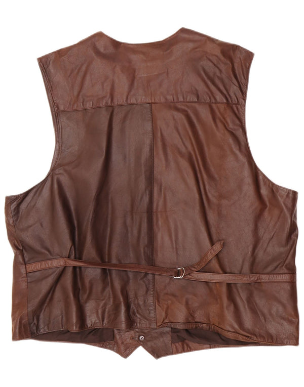 Chaleco de cuero vintage para hombre EU 64 7XL cuero marrón