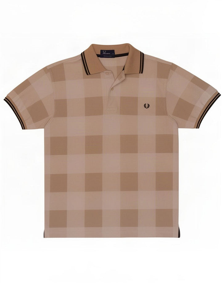 Polo Fred Perry Hombre Pequeño Algodón Geométrico Beige