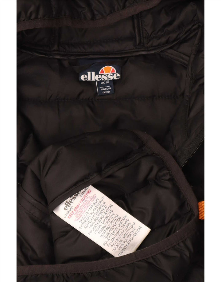 Ellesse Chaqueta acolchada extragrande con capucha para mujer UK 10 Small Poliéster negro