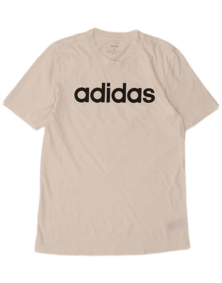 Adidas - Camiseta gráfica para hombre, talla pequeña, algodón blanco