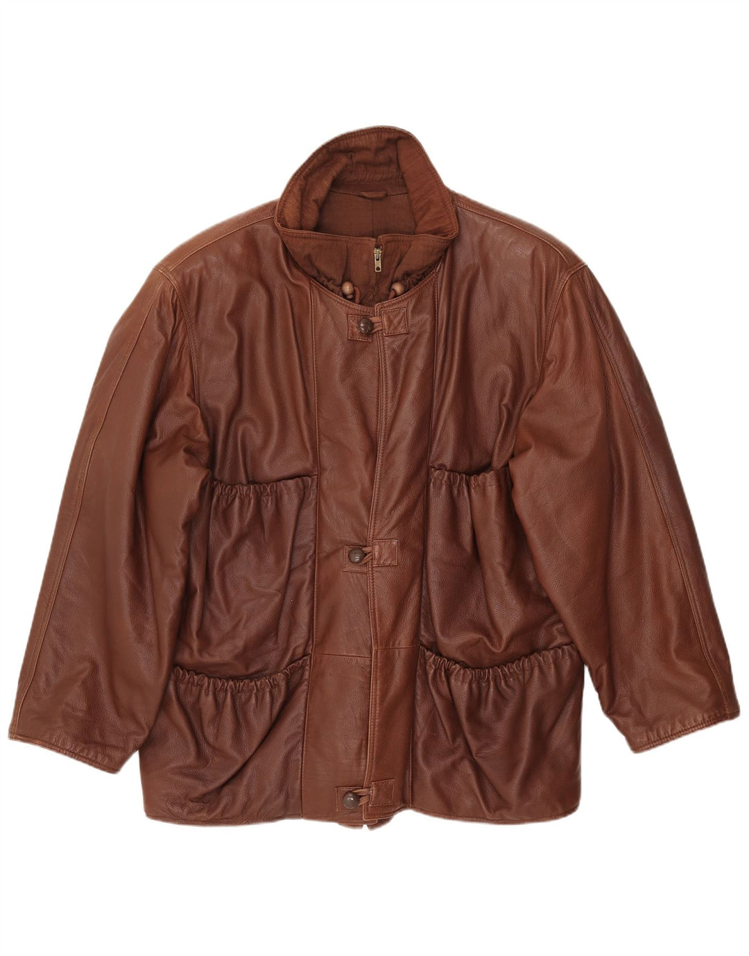 VINTAGE Chaqueta de cuero para hombre Reino Unido 42 XL Cuero marrón