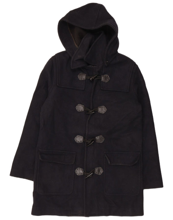 VINTAGE Abrigo de lona con capucha para mujer Reino Unido 18 XL Lana azul marino