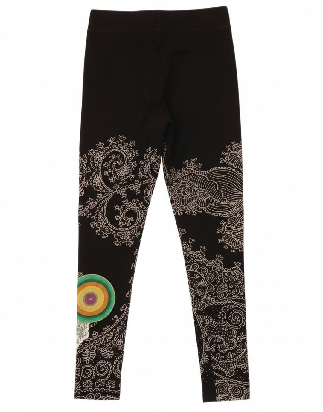 Desigual Leggings gráficos para mujer Reino Unido 12 Mediano Negro Paisley
