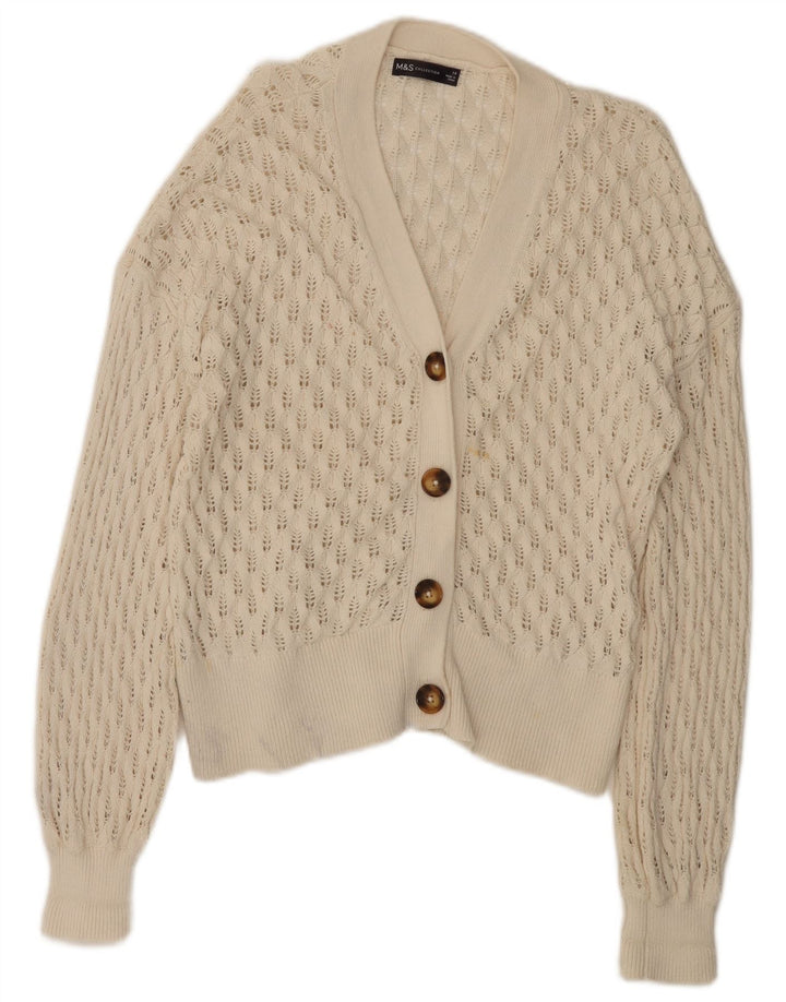 Marks & Spencer - Cárdigan para mujer, talla 40, talla grande, algodón blanco