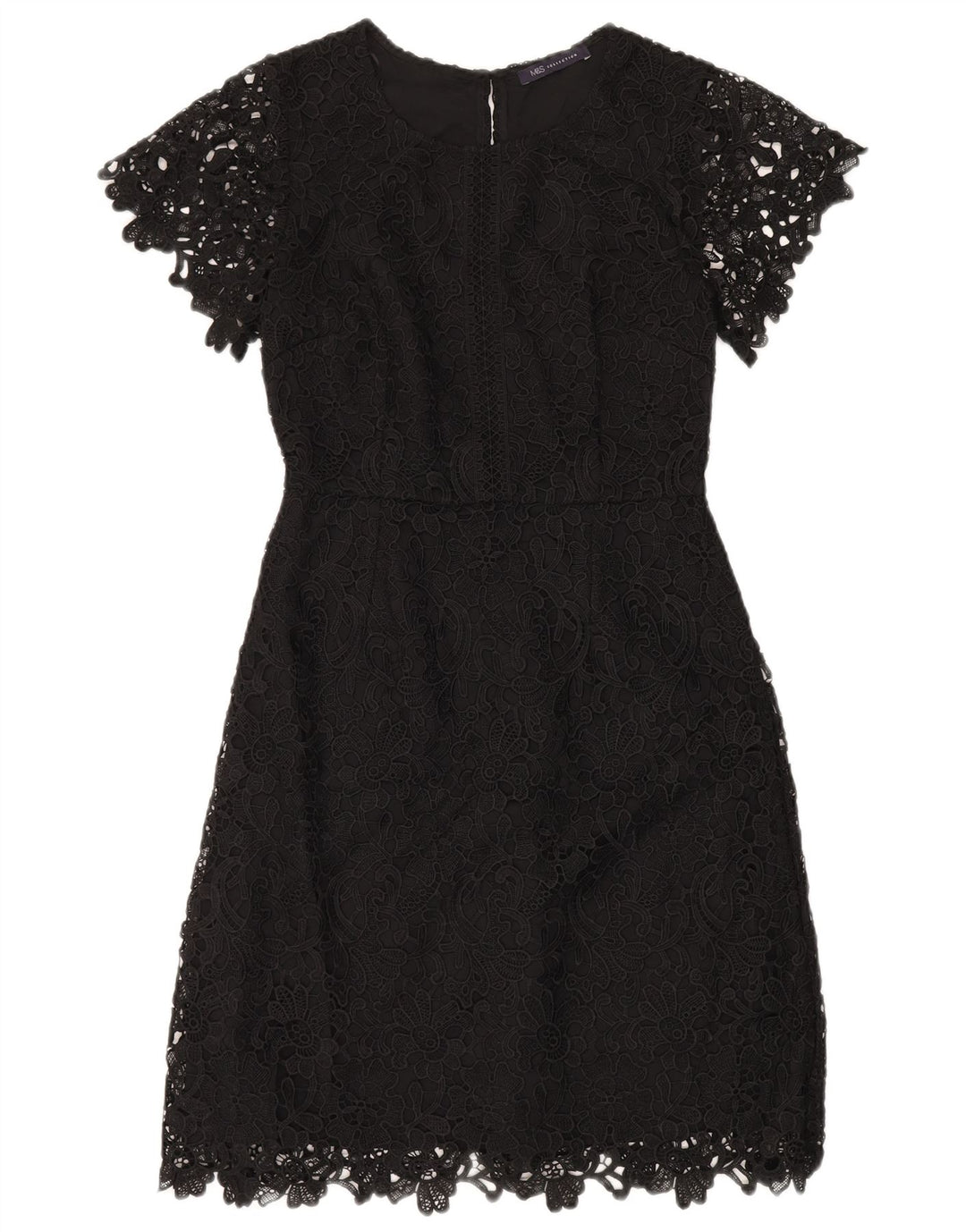 Marks & Spencer Vestido tubo de encaje para mujer UK 8 Pequeño Poliéster floral negro