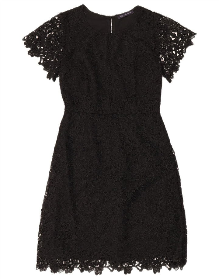 Marks & Spencer Vestido tubo de encaje para mujer UK 8 Pequeño Poliéster floral negro
