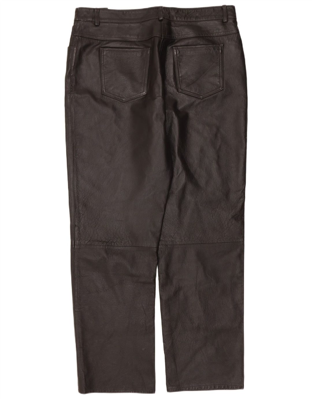 Vintage mujer pantalones de cuero recto IT 46 Grande W34 L30 Cuero Negro