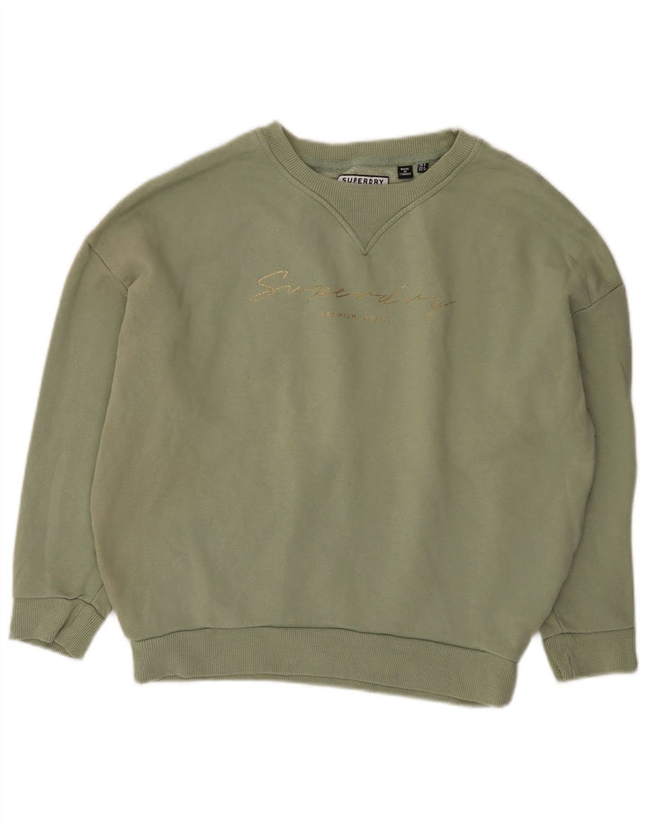 Superdry Mujer Graphic Oversize Sudadera Jumper UK 8 Small Verde Algodón