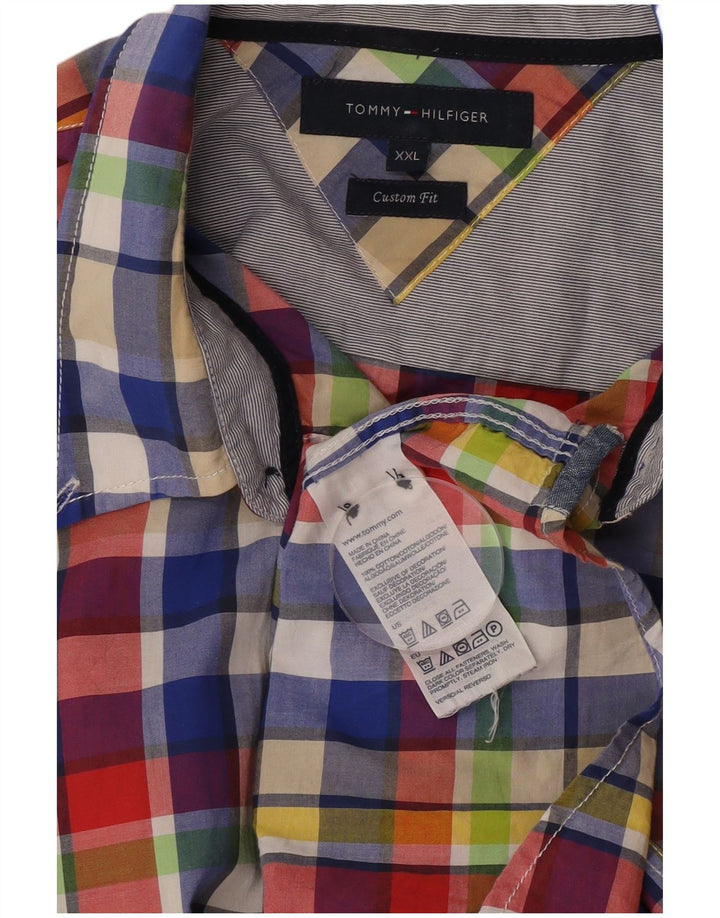 Tommy Hilfiger Camisa de ajuste personalizado para hombre 2XL Algodón a cuadros multicolor