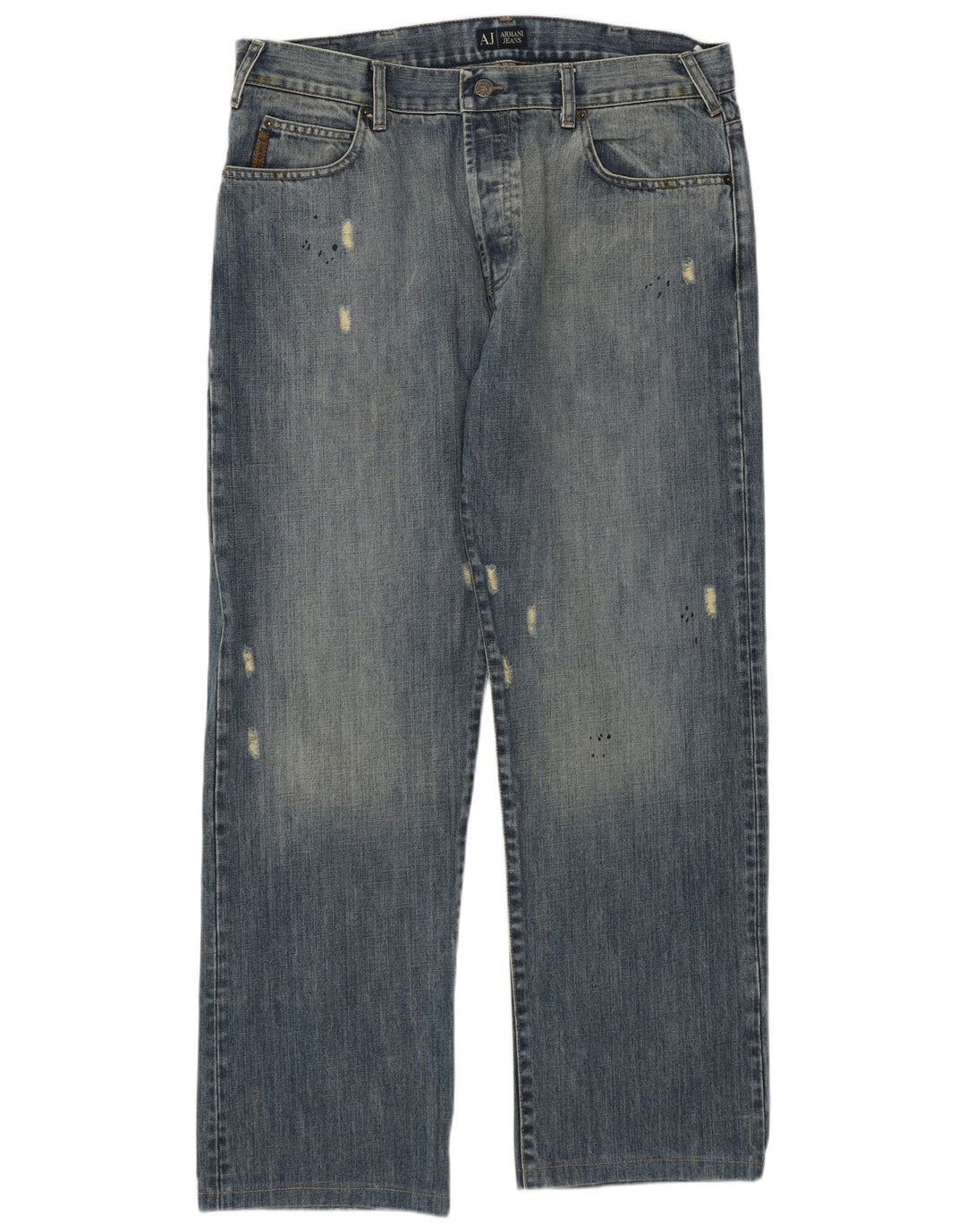 Armani Jeans rectos desgastados para hombre W36 L30 Algodón azul